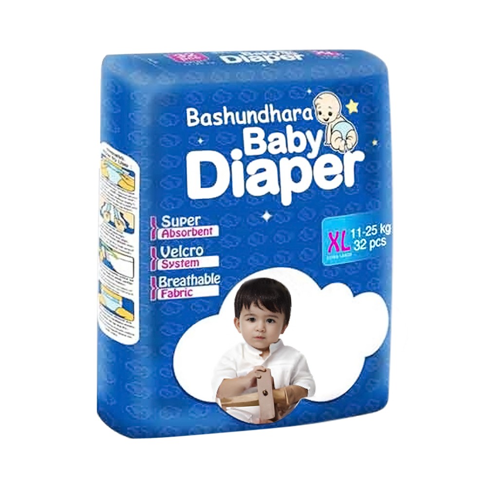 Bashundhara Baby Diaper XL (11-25 kg) – 32 Pcs