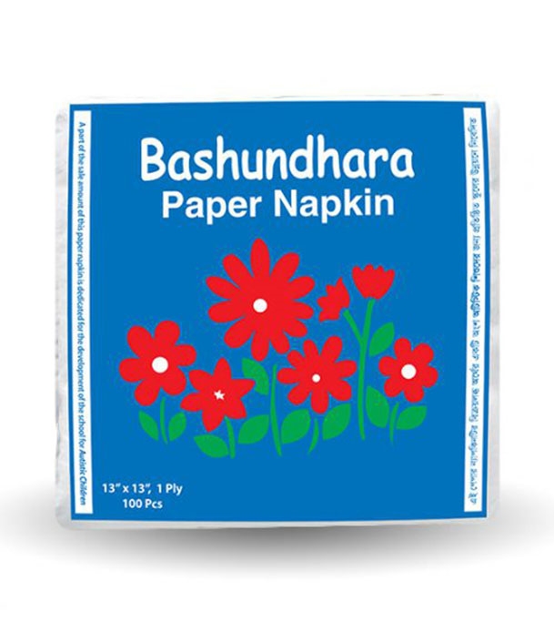 Bashundhara Paper Napkin (13" x 13", 1-Ply, 100 Sheets)