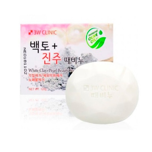 3W Clinic White Clay + Pearl Beauty Soap – 120g